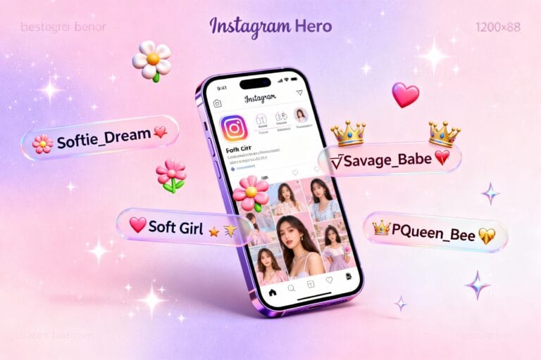 Stylish Instagram usernames: Softie_Dream, Savage_Babe, Soft Girl, PQueen_Bee