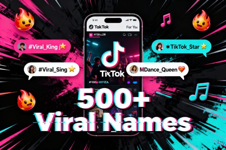 TikTok viral names collection with 500+ stylish usernames, trending nicknames, and aesthetic profile name ideas for TikTok users.