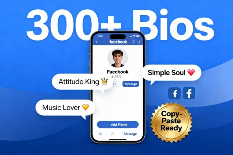 300+ Facebook bio ideas including attitude, simple, and music lover bios with copy-paste ready text for Facebook profiles.