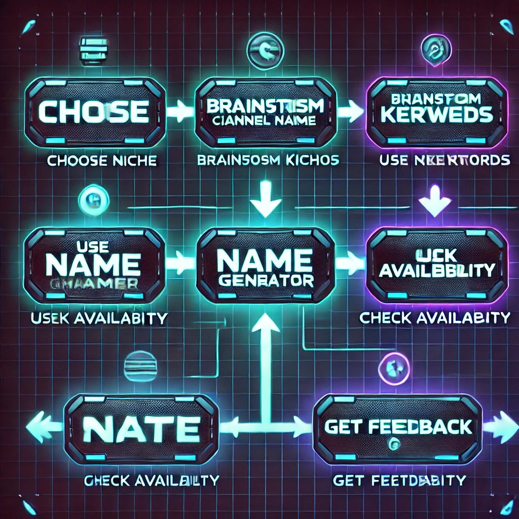 Infographic showing process of creating a gaming channel name