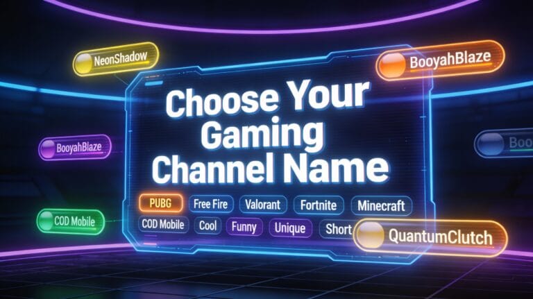 Gaming channel name ideas for PUBG, Free Fire, Valorant, Fortnite and COD Mobile