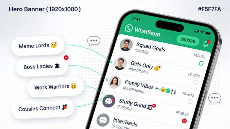 WhatsApp group name ideas: Squad Goals, Girls Only, Family Vibes, Meme Lords, Boss Ladies