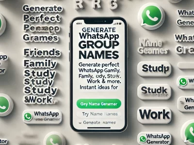 DALL·E 2025-12-20 14.52.10 - A clean, high-conversion CTA image promoting a 'WhatsApp Group Name Generator' tool. Left side (60% width)_ white background with large bold text. Hea
